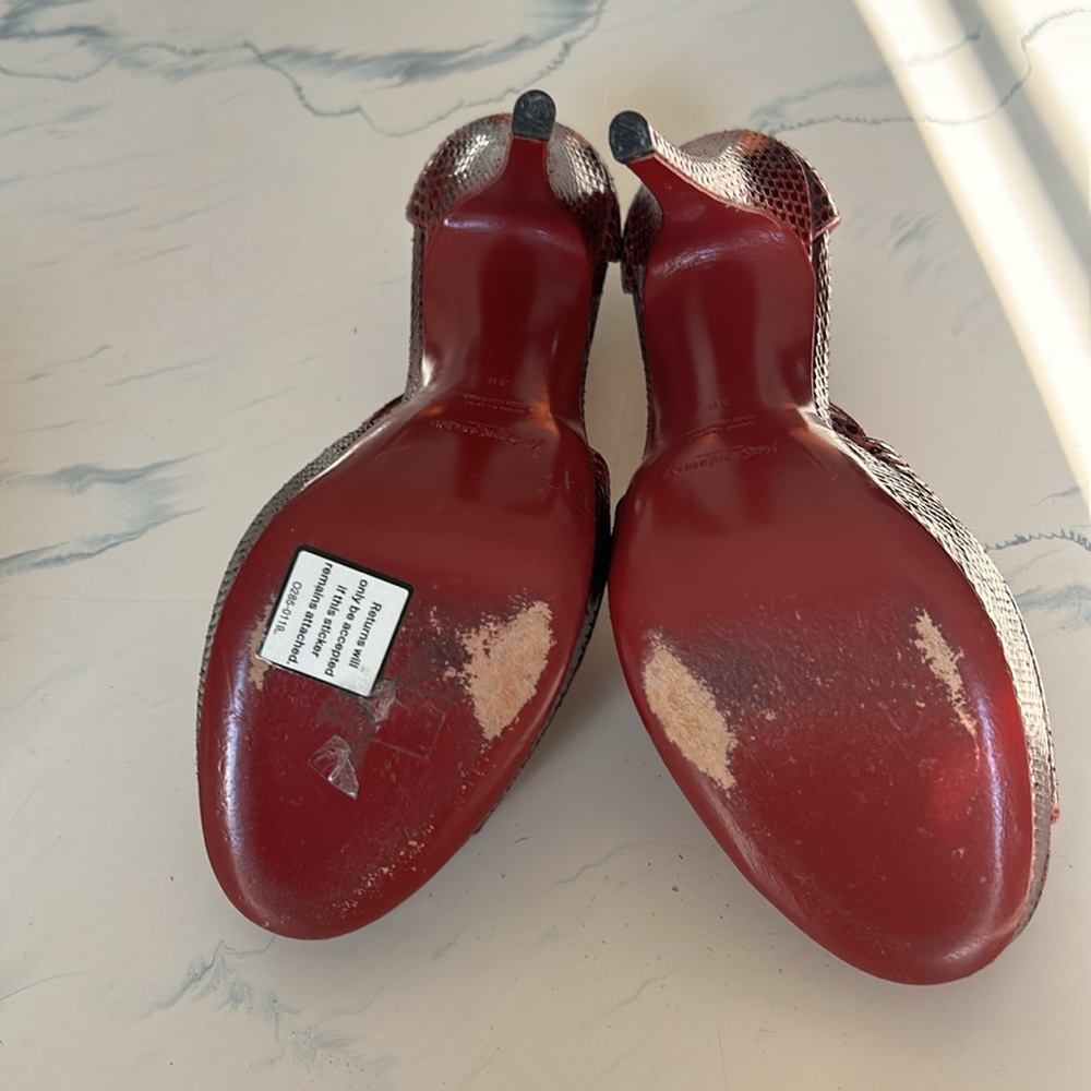 Yves Saint Laurent YSL Heels Sandals Plum Snake Snakeskin Burgundy 6/36. No box. - Picture 3 of 3